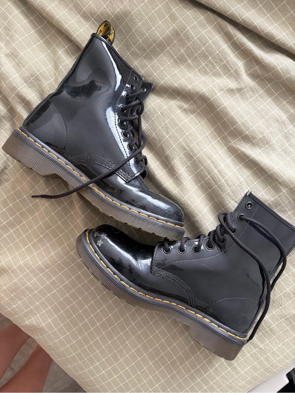 Patent Leather Black Lace-Up Dr. Martin Combat Boots